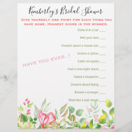 Wierdest Vragenspel Floral Baby shower Activiteit