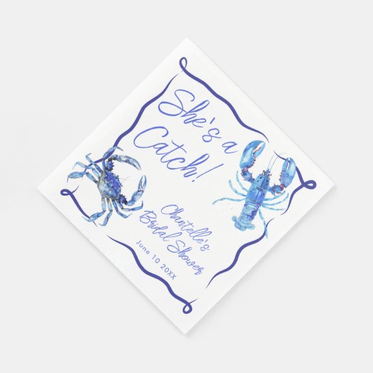 Wierig Zij is een vangst Blauwe Kust Bruidsdouche Servet (Hoek)