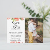 Wierige bloemenfoto save the date aankondiging (Staand voorkant)