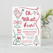 Wierige Handgetekende Wat Een Leuke Kerstfeestvier Kaart (Staand voorkant)