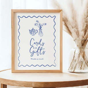 Wierige krabbeldoodlekaarten en cadeauschild poster