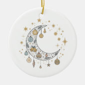 Wierook Boho Hemels Kerstmaan & Sterren Keramisch Ornament (Voorkant)