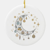 Wierook Boho Hemels Kerstmaan & Sterren Keramisch Ornament (Achterkant)