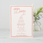 Wierooke Roze Save The Date Uitnodiging (Staand voorkant)