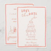 Wierooke Roze Save The Date Uitnodiging (Voorkant / Achterkant)