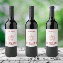 Wierookleurig Roze Rood Doodle Aangepast Wijnfles 