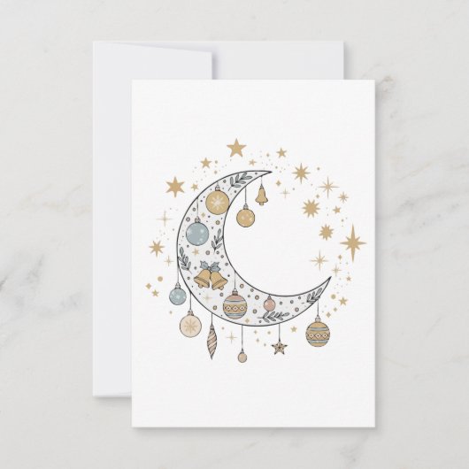 Wierookse Boho Hemelse Kerstmaan & Sterren Bedankkaart (Voorkant)