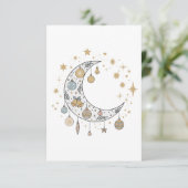 Wierookse Boho Hemelse Kerstmaan & Sterren Bedankkaart (Staand voorkant)