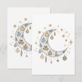 Wierookse Boho Hemelse Kerstmaan & Sterren Bedankkaart (Voorkant / Achterkant)