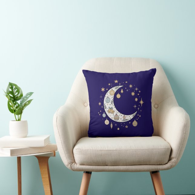 Wierookse Boho Hemelse Kerstmaan & Sterren Kussen (Stoel)