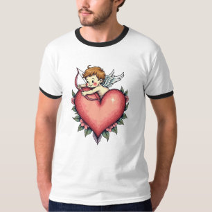Wierookse Cupido Hart – Oude Tattoo Ontwerp T-shirt