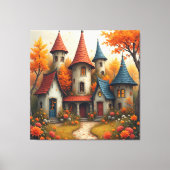 Wierookte fantasiecottage herfst ontwerp canvas afdruk (Voorkant)