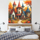 Wierookte fantasiecottage herfst ontwerp canvas afdruk (Insitu (Slaapkamer))