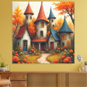 Wierookte fantasiecottage herfst ontwerp canvas afdruk (Insitu (Woonkamer))