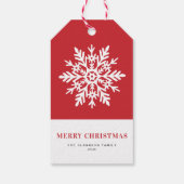 Wierookte Witte Sneeuwvlok Rode Kerstmis Cadeaulabel (Achterkant)