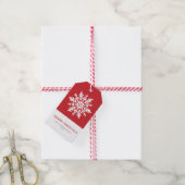 Wierookte Witte Sneeuwvlok Rode Kerstmis Cadeaulabel (Met Touw)