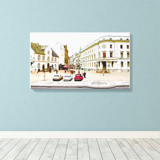 Wiesbaden, Marktplatz, Street view - Germany Canvas Afdruk (Insitu (Houten vloer))