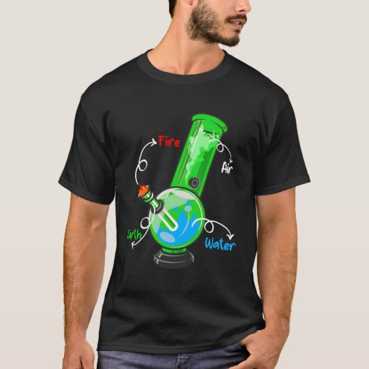 Wiet Bong Elets Fire Water Air THC Roken Anatomie T-shirt (Voorkant)