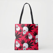 Wiet en schedels op rood tote bag (Voorkant)