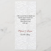 wiet en snor zebra strepen trouwmenu menu (Achterkant)