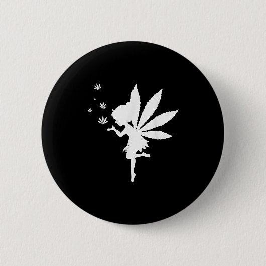 Wiet Fairy Fantasy Leaf Stoner Pot Smoker Ronde Button 5,7 Cm (Voorkant)