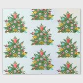 Wiet Kerstboom op Vape Cloud Achtergrond Cadeaupapier (Vlak)