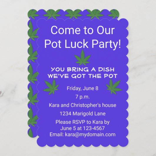 Wiet Leaf Pot Luck Party Gepersonaliseerd Kaart (Voorkant / Achterkant)