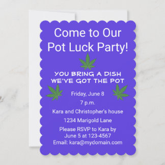 Wiet Leaf Pot Luck Party Gepersonaliseerd Kaart