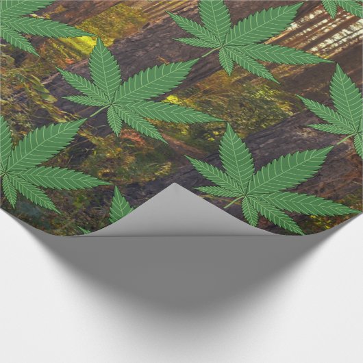 Wietblad op Forest Bossen Achtergrond Cadeaupapier (Hoek)
