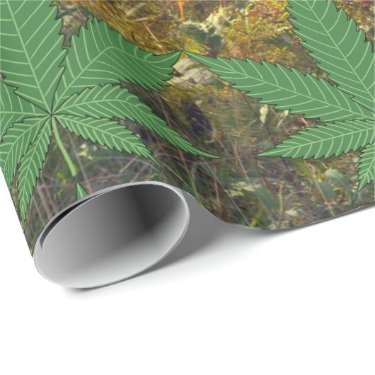 Wietblad op Forest Bossen Achtergrond Cadeaupapier (Rol Hoek)