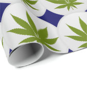 Wietblad op witte en middernachtblauwe diamanten cadeaupapier (Rol Hoek)