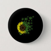 Wietblad Zonnebloem Vrouwen T Roker Ronde Button 5,7 Cm (Voorkant)