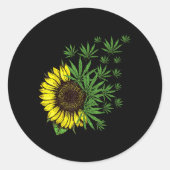 Wietblad Zonnebloem Vrouwen T Roker Ronde Sticker (Voorkant)