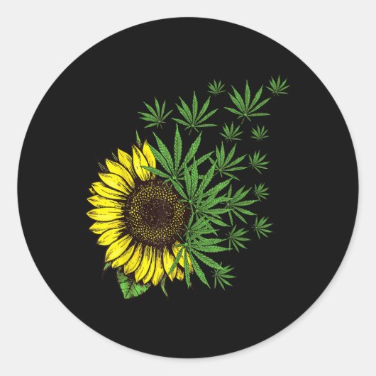 Wietblad Zonnebloem Vrouwen T Roker Ronde Sticker (Voorkant)
