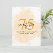 Wife 75th Birthday Golden Sparkle Card Kaart (Staand voorkant)