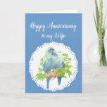 Wife Anniversary, Cute Romantic Parrots, Birds Kaart<br><div class="desc">Wife Anniversary,  Cute Romantic Watercolor Parrots,  Birds</div>