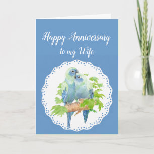 Wife Anniversary, Cute Romantic Parrots, Birds Kaart