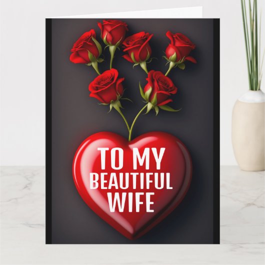 WIFE BIRTHDAY ROZEN ROMANTISCH WENSKAART KAART (Voorkant)