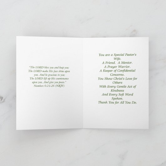 Wife bloei van de predikant1 Hartelijk dank Bedankkaart (Binnen)