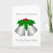 Wife Christmas Card Silver Coloured Bells Feestdagen Kaart (Voorkant)