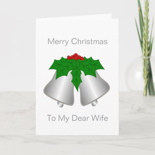 Wife Christmas Card Silver Coloured Bells Feestdagen Kaart (Voorkant)