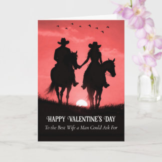 Wife Cute Happy Valentines Day Country Western Kaart