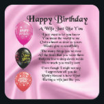 Wife gedicht - Happy Birthday Design Vierkante Sticker<br><div class="desc">Een geweldig cadeau voor een vrouw op haar verjaardag.</div>