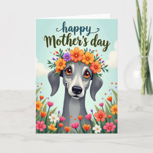Wife Gelukkige Moederdag Bloemige Hond Kaart