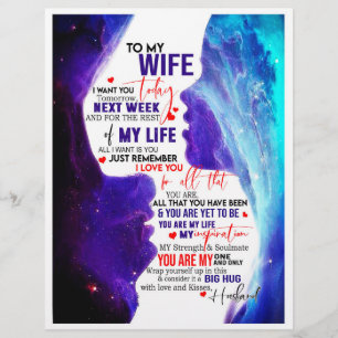 Wife Gift Brief aan mijn vrouw-liefde van de ech Briefhoofd