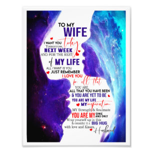 Wife Gift Brief aan mijn vrouw-liefde van echtge Foto Afdruk
