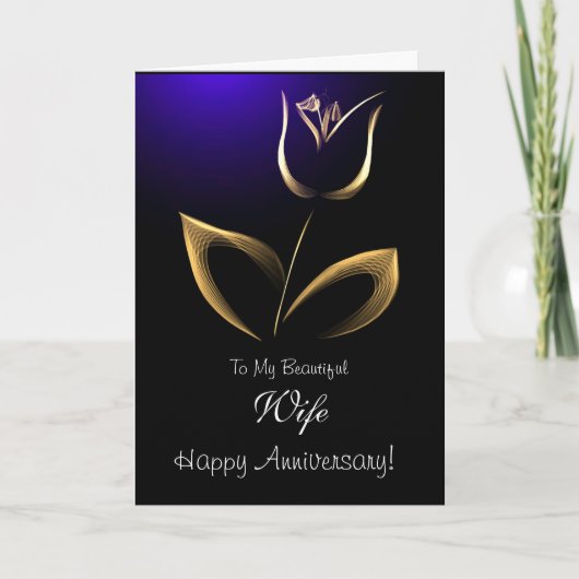 Wife / Happy Anniversary - Fractal Tulip Kaart (Voorkant)