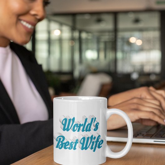 Wife hemelblauwe halve tekst koffiemok