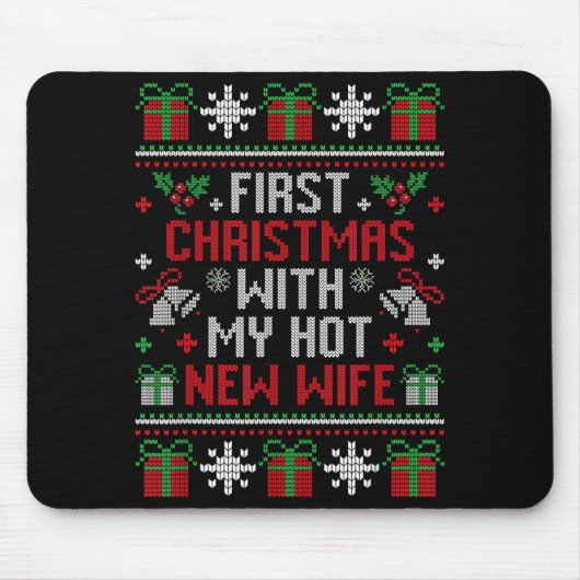 Wife Husband First Christmas Just Married Christma Muismat (Voorkant)