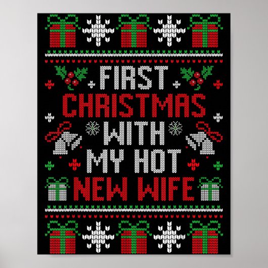 Wife Husband First Christmas Just Married Christma Poster (Voorkant)